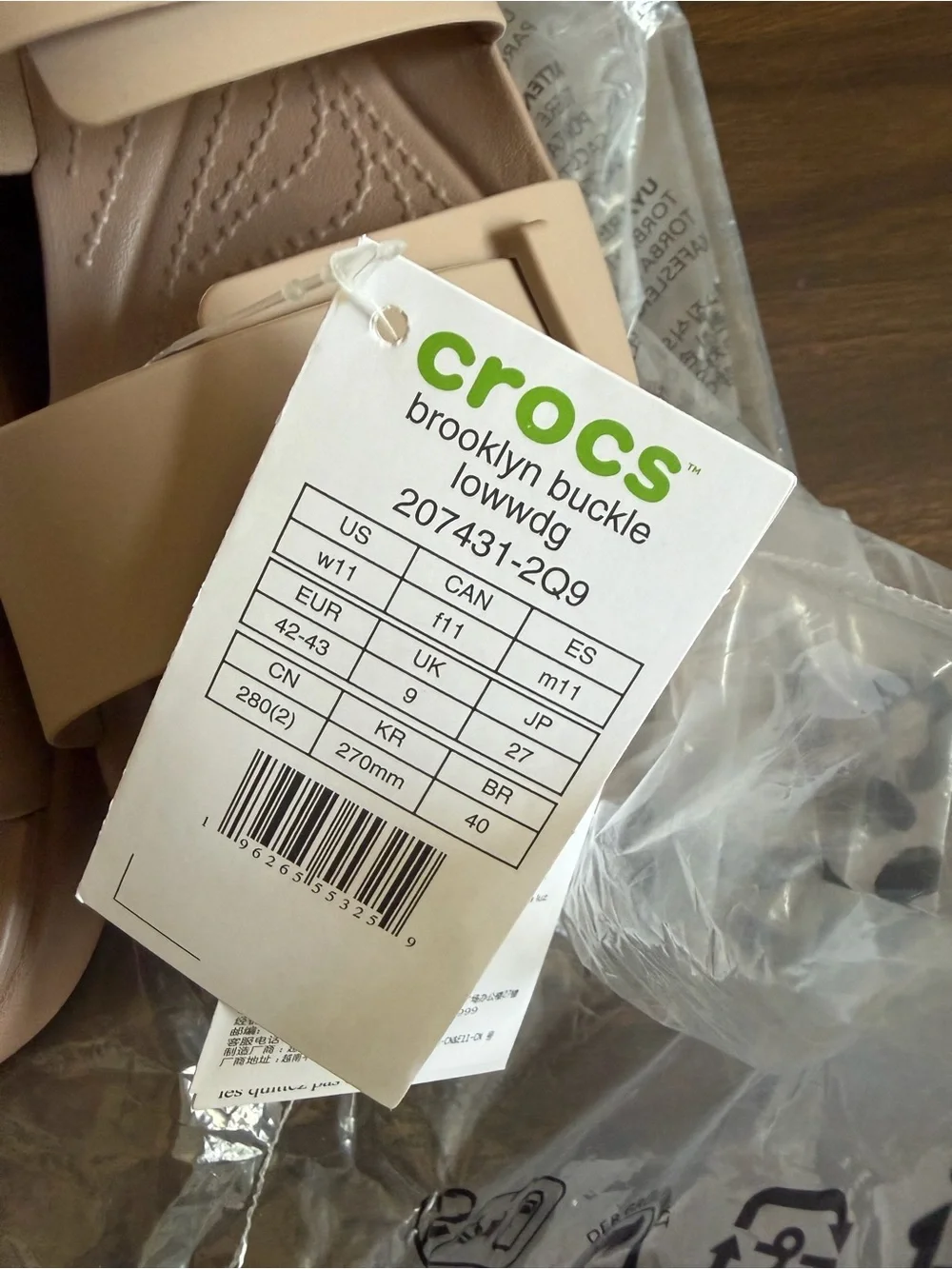 CROCS Brooklyn Buckle Slides in Nude Blush